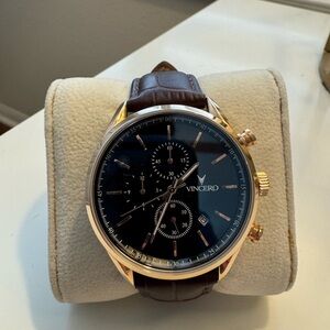 Vincero Gold and Brown Chronograph Watch